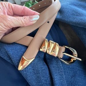 NWOT Tan Belt with Gold Accents